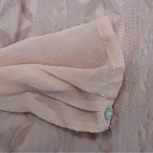 Tiny by Anthropologie Pink Tie Neck Long Sleeve Peasant Blouse Size Medium EUC - Picture 9 of 15